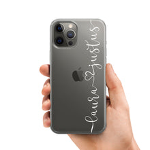 Lade das Bild in den Galerie-Viewer, Apple iPhone 12 Handyhülle Silikon Transparent Personalisierbar Name Liebe Paar Geschenk Kaufen
